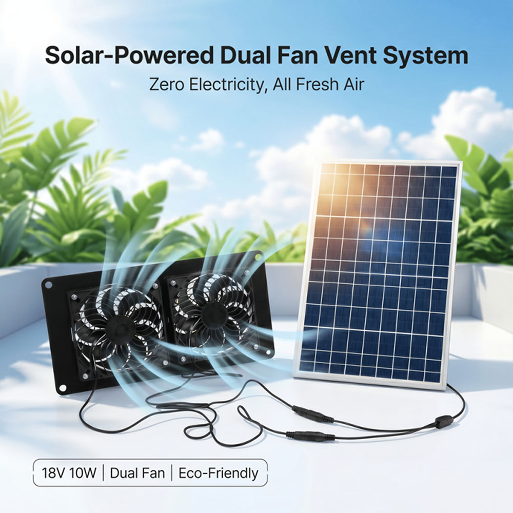 Solar Panel 200W - Kit de ventilación con doble ventilador