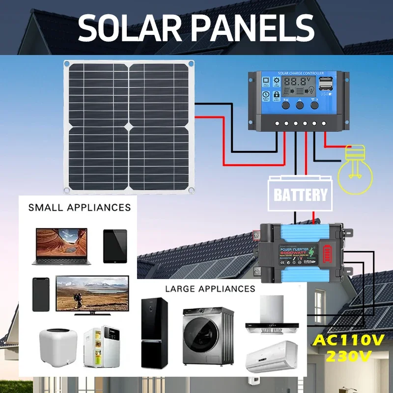 Kit solar de 6000 W, equipado  - Solar Panel 200W reseña y precio